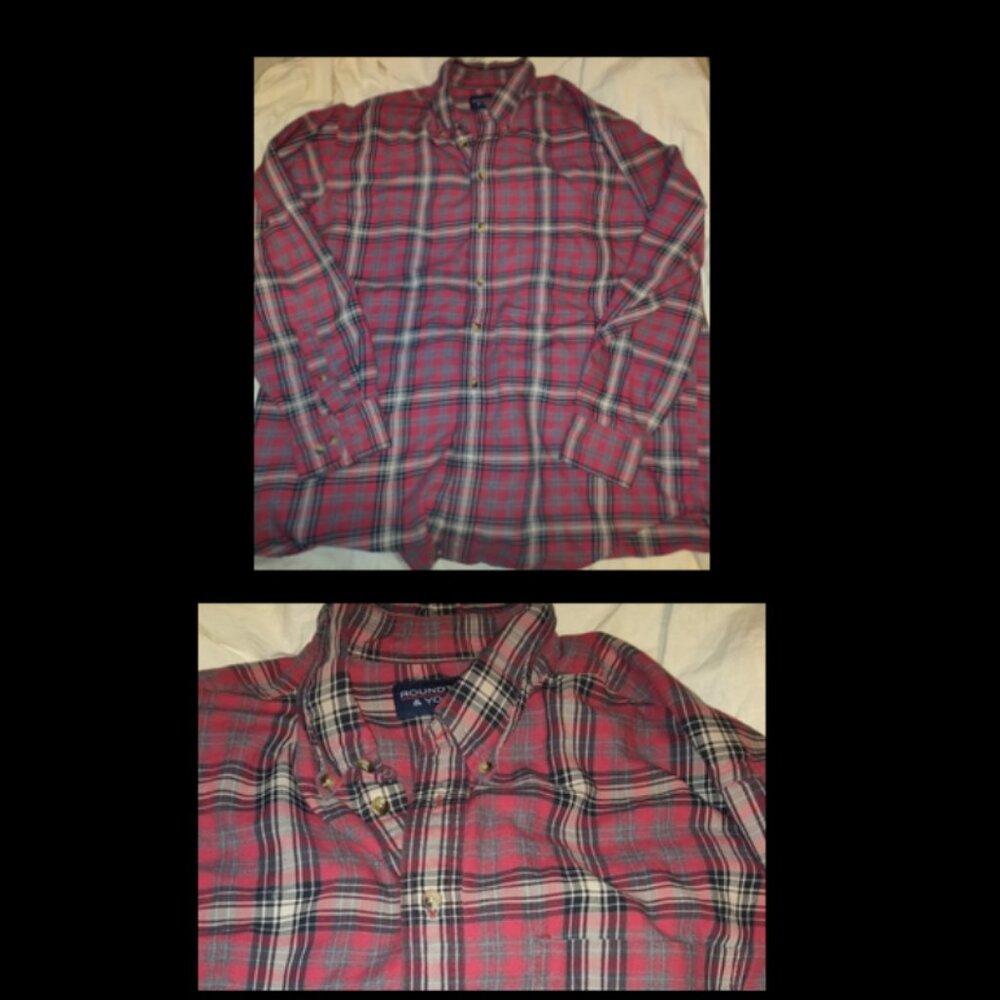 ROUNDTREE & YORKE Mens Size L Red Plaid Button Down Shirt